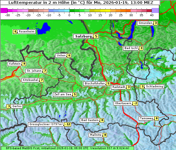 Temperatur, 19. 1. 2026