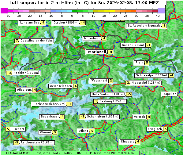 Temperatur, 8. 2. 2026