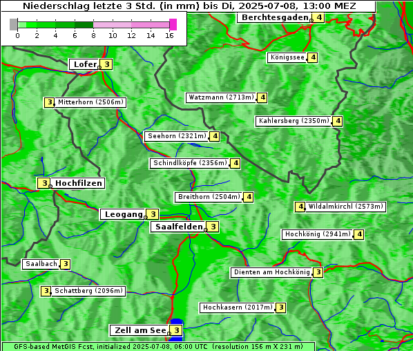 Niederschlag, 8. 7. 2025
