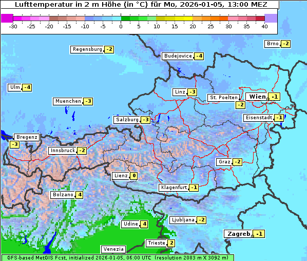 Temperatur, 5. 1. 2026