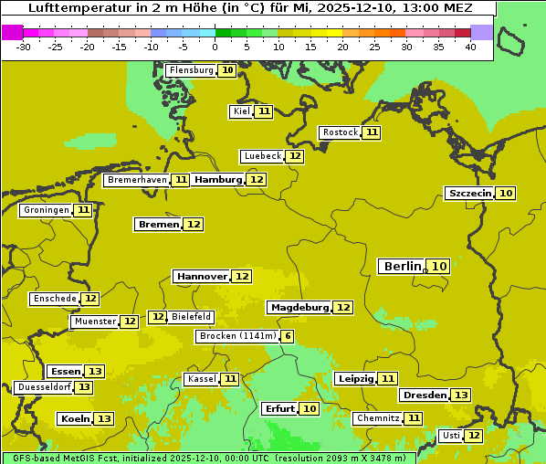 Temperatur, 10. 12. 2025