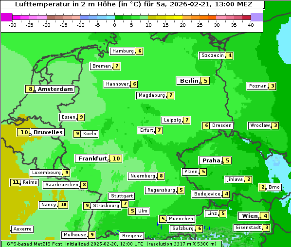Temperatur, 21. 2. 2026