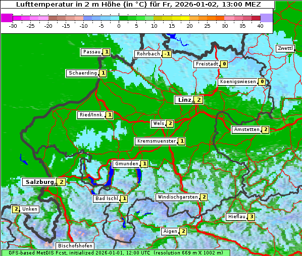 Temperatur, 2. 1. 2026