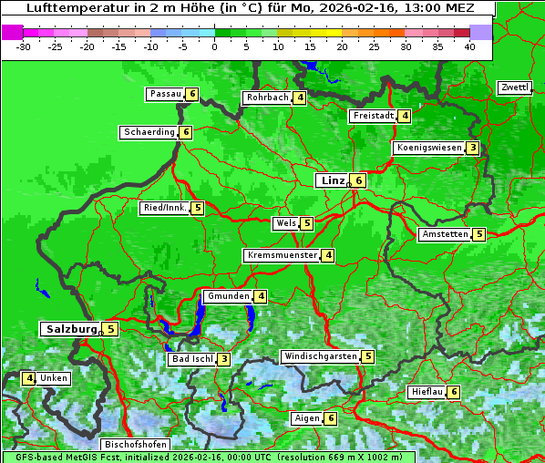 Temperatur, 16. 2. 2026