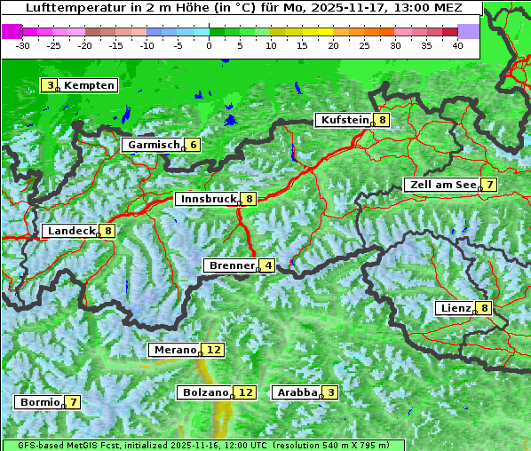 Temperatur, 17. 11. 2025