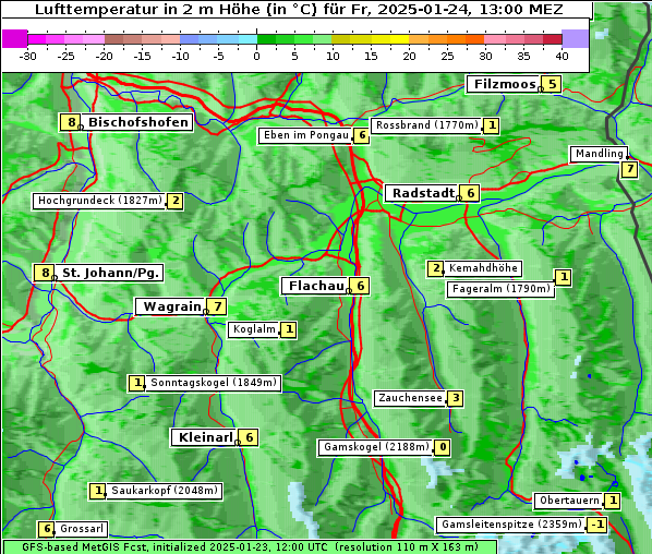 Temperatur, 24. 1. 2025