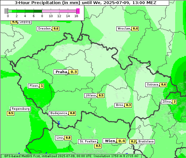 Niederschlag, 9. 7. 2025