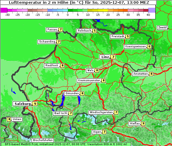 Temperatur, 7. 12. 2025