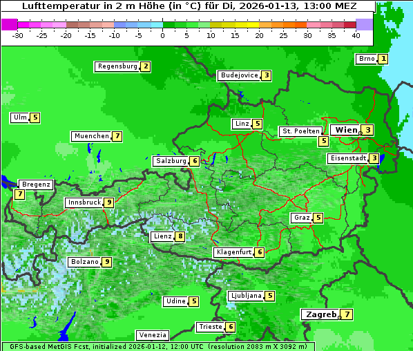 Temperatur, 13. 1. 2026