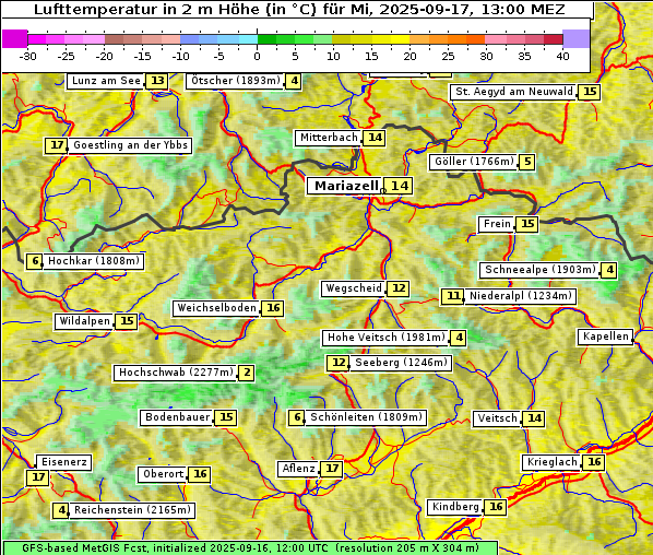 Temperatur, 17. 9. 2025