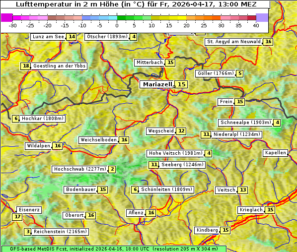 Temperatur, 17. 4. 2026