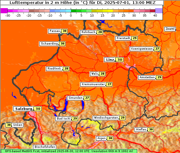 Temperatur, 1. 7. 2025