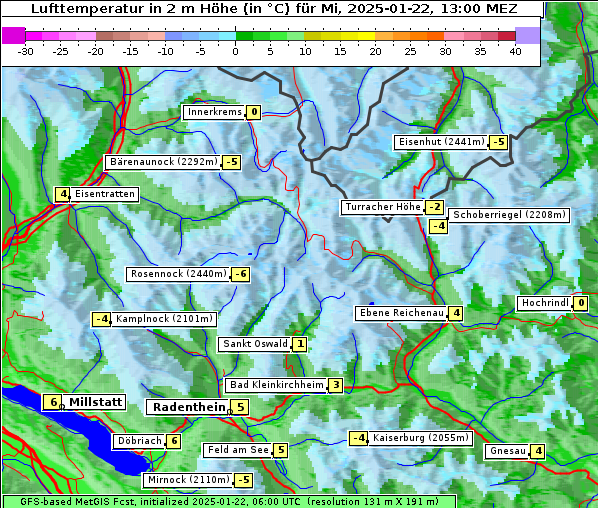 Temperatur, 22. 1. 2025