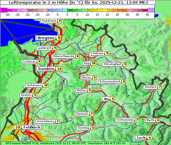 Temperatur, 21. 12. 2025