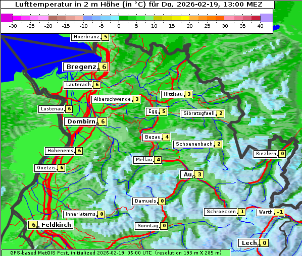 Temperatur, 19. 2. 2026