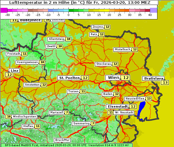 Temperatur, 20. 3. 2026