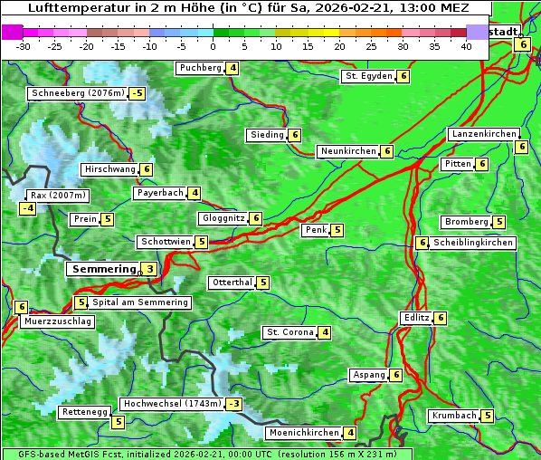 Temperatur, 21. 2. 2026