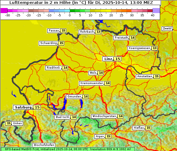 Temperatur, 14. 10. 2025