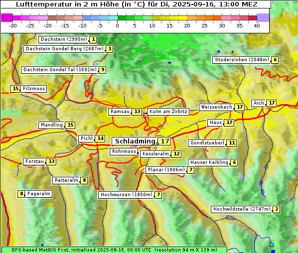 Temperatur, 16. 9. 2025