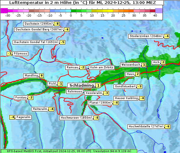 Temperatur, 25. 12. 2024