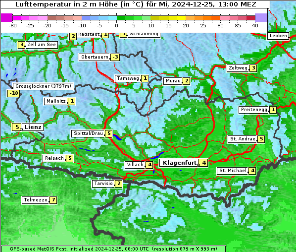 Temperatur, 25. 12. 2024