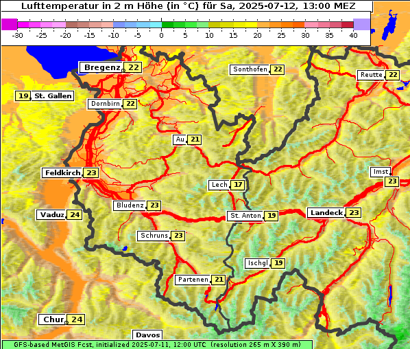 Temperatur, 12. 7. 2025