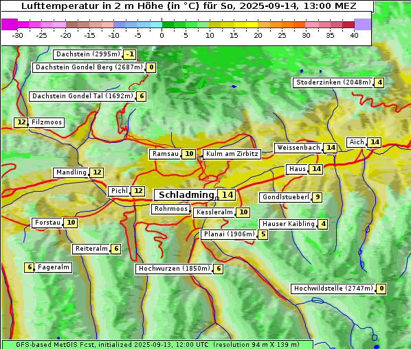 Temperatur, 14. 9. 2025