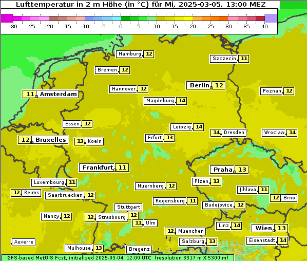 Temperatur, 5. 3. 2025