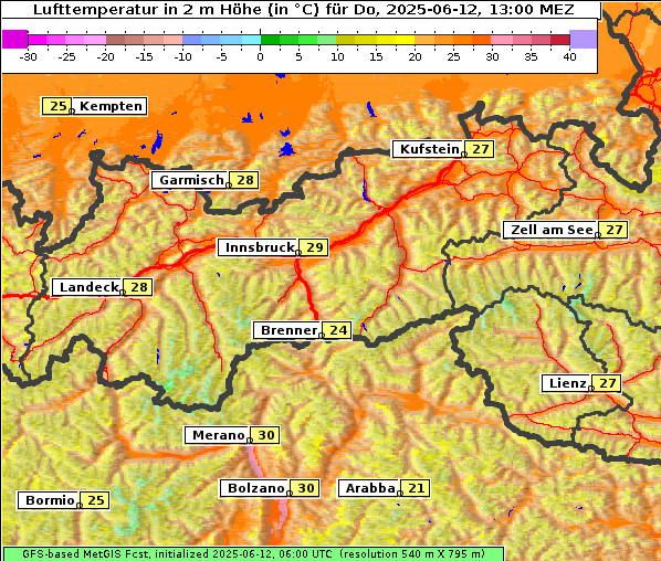 Temperatur, 12. 6. 2025