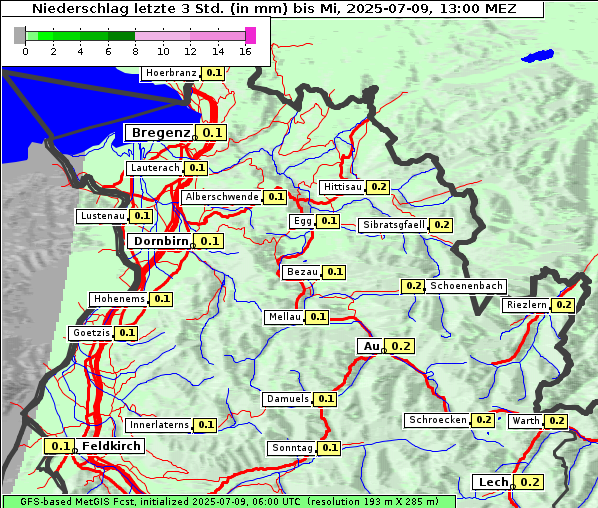 Niederschlag, 9. 7. 2025