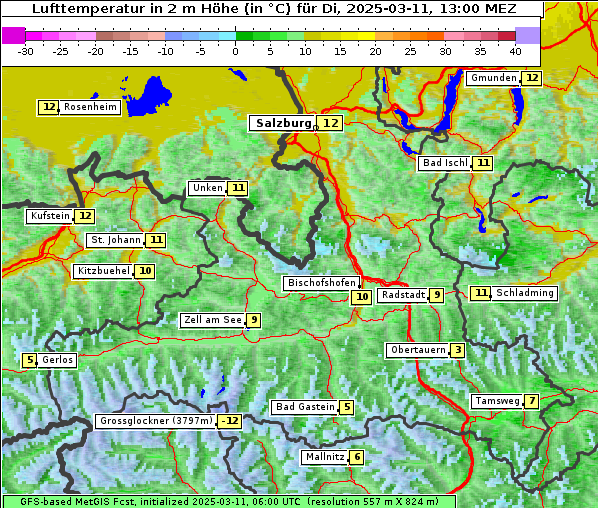 Temperatur, 11. 3. 2025