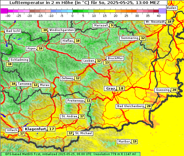 Temperatur, 25. 5. 2025