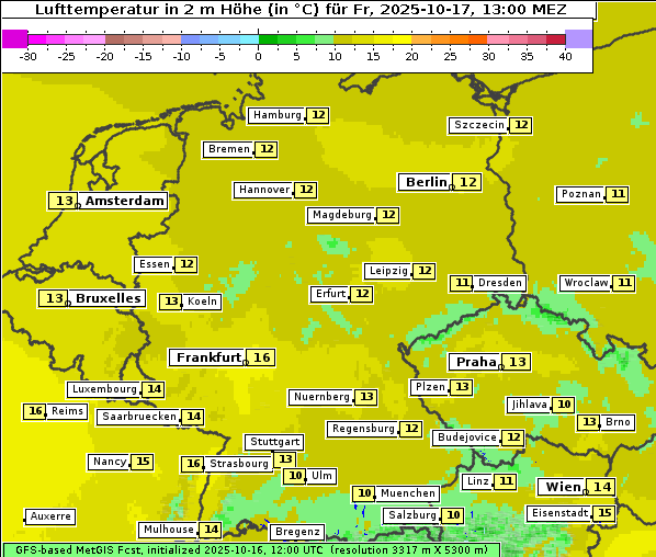 Temperatur, 17. 10. 2025