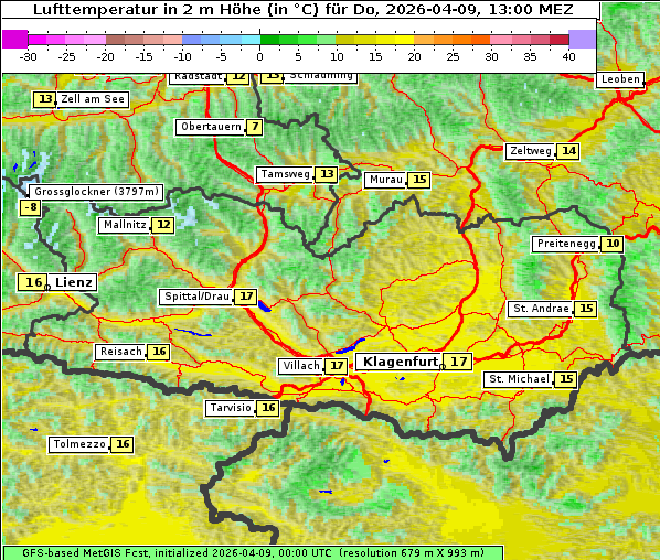 Temperatur, 9. 4. 2026