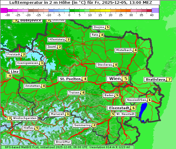 Temperatur, 5. 12. 2025
