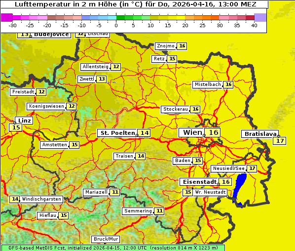 Temperatur, 16. 4. 2026