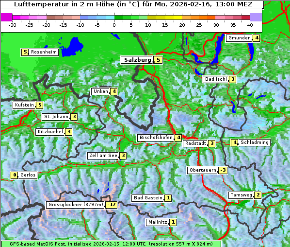 Temperatur, 16. 2. 2026