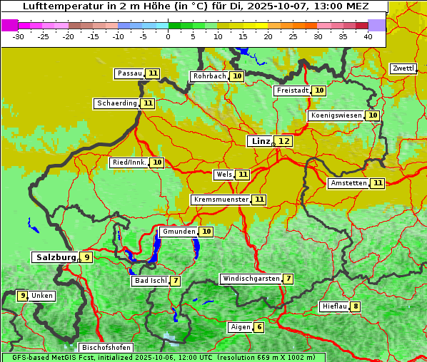 Temperatur, 7. 10. 2025