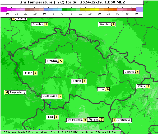 Temperatur, 29. 12. 2024