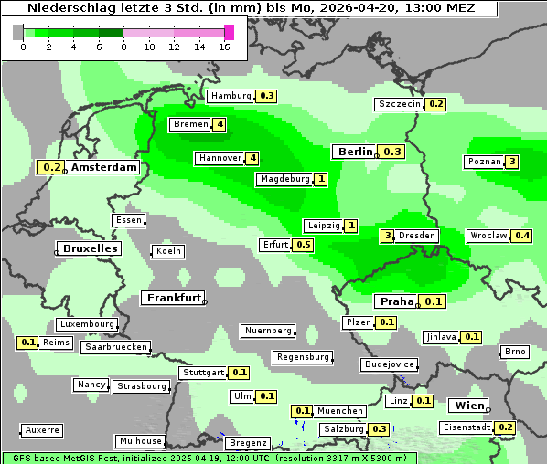 Niederschlag, 20. 4. 2026