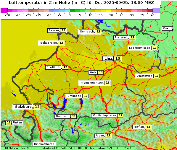 Temperatur, 25. 9. 2025