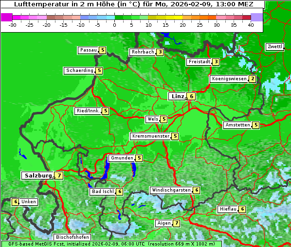 Temperatur, 9. 2. 2026