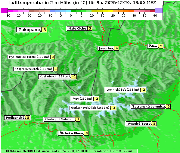 Temperatur, 20. 12. 2025