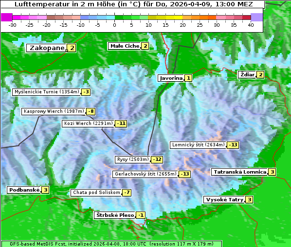 Temperatur, 9. 4. 2026