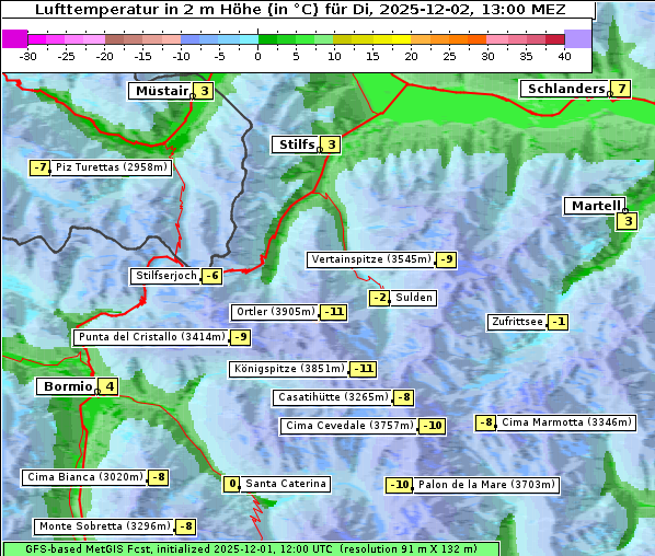Temperatur, 2. 12. 2025