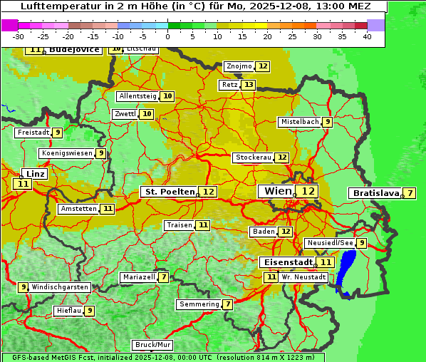 Temperatur, 8. 12. 2025