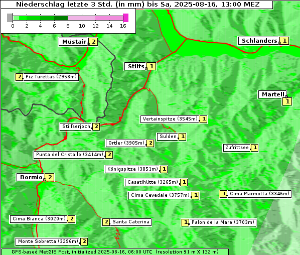 Niederschlag, 16. 8. 2025