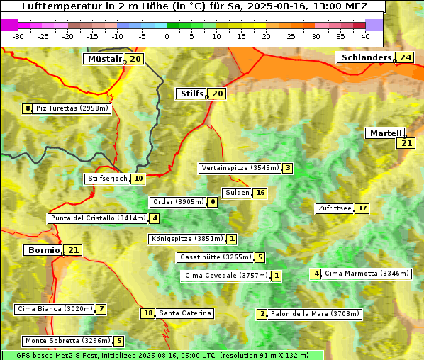Temperatur, 16. 8. 2025