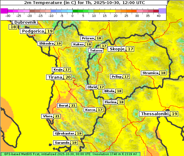 Temperatur, 30. 10. 2025