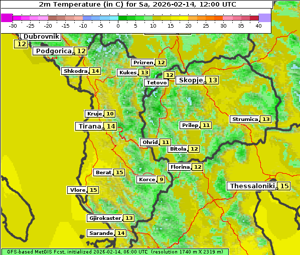 Temperatur, 14. 2. 2026
